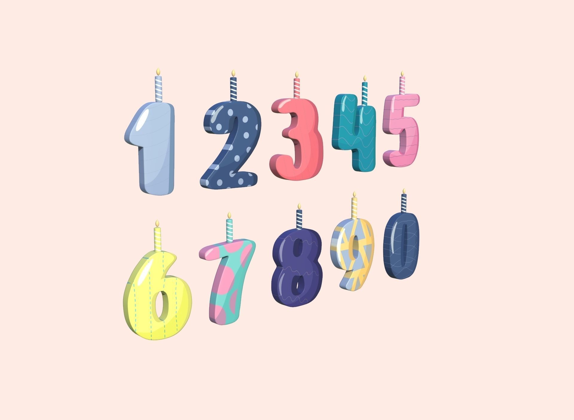 Cartoon Number v003 Low-poly 3D model_2