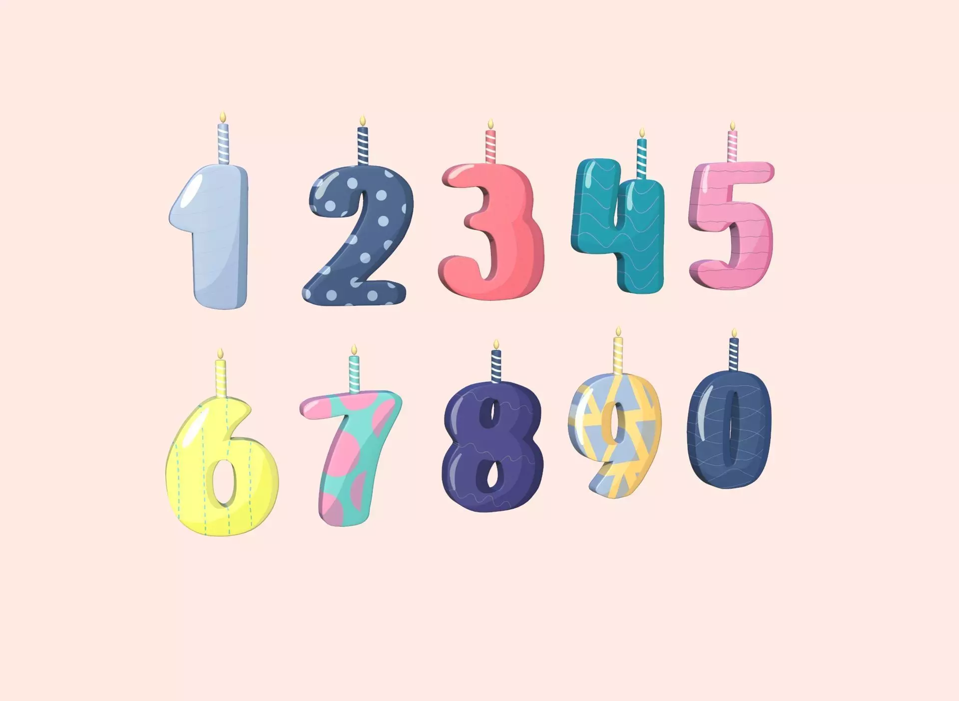 Cartoon Number v003 Low-poly 3D model_0