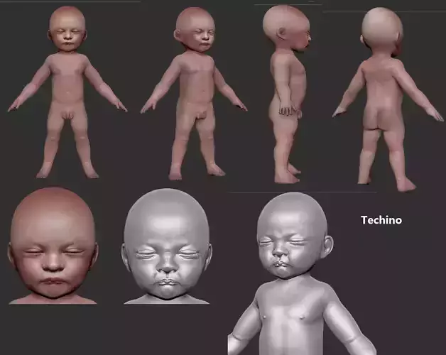 Realistic Newborn Baby 3d print for silicone doll 3D print model