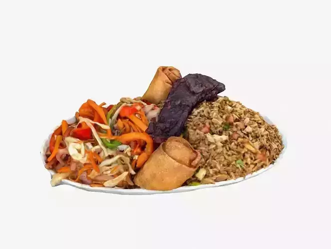  rice Chinese with ribs and lumpias arroz chino y costillas Low-poly 3D model