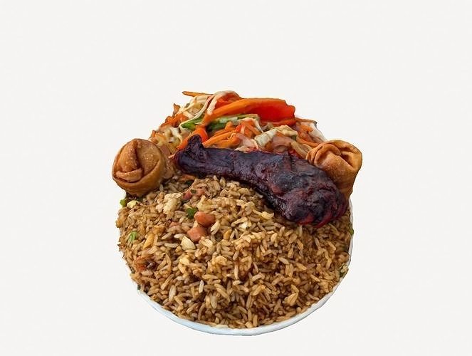 rice Chinese with ribs and lumpias arroz chino y costillas Low-poly 3D model 4
