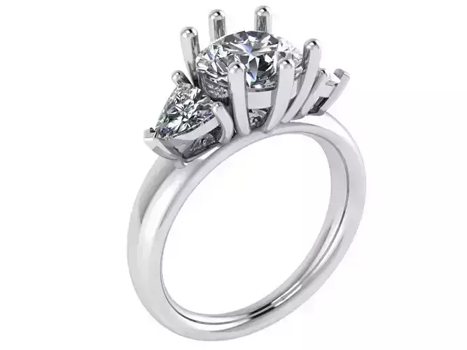 Three Stone Basket Setting Ring 0180