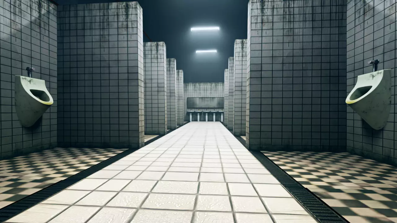 3D Scene of Public Bathroom 3D model_0