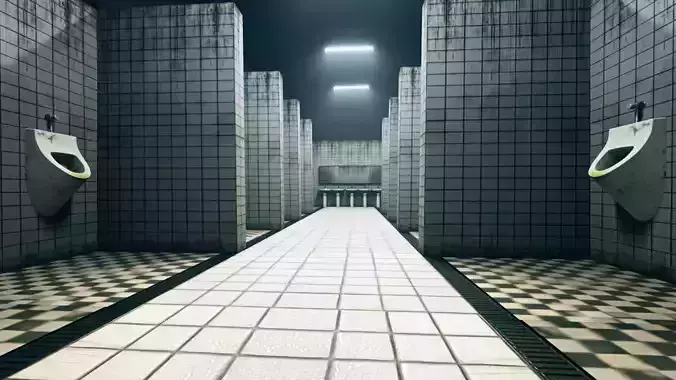 Dirty Public Bathroom 3D Environment