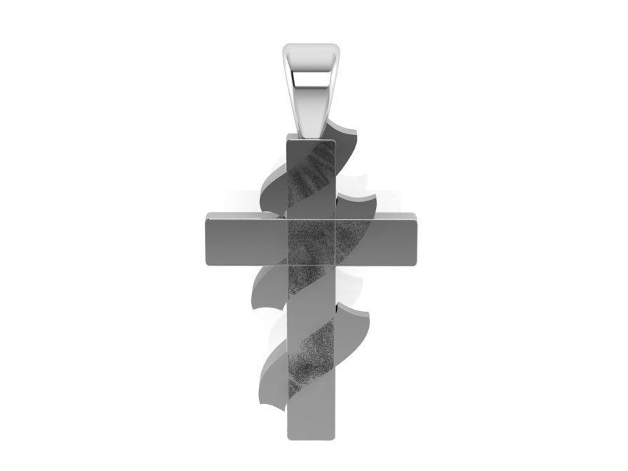 Cross Snake Pendant 0186 3D print model_3