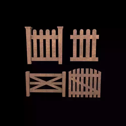 wooden fence Low-poly 3D model