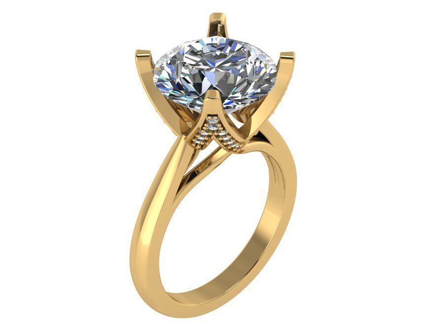 Round Diamond Peg Setting Ring 0199 3D print model_1