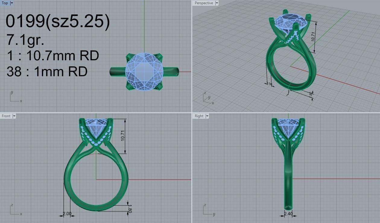Round Diamond Peg Setting Ring 0199 3D print model_4