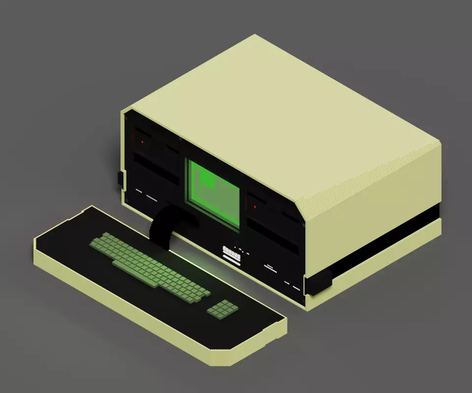 Retro Computer Model Terminal Low-poly 3D model