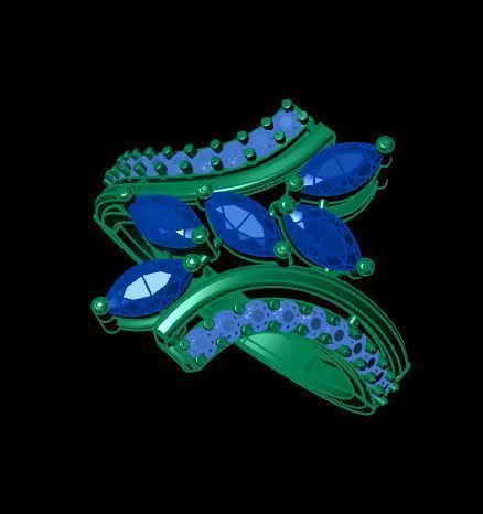 ruby and diamond ring 3D print model_8