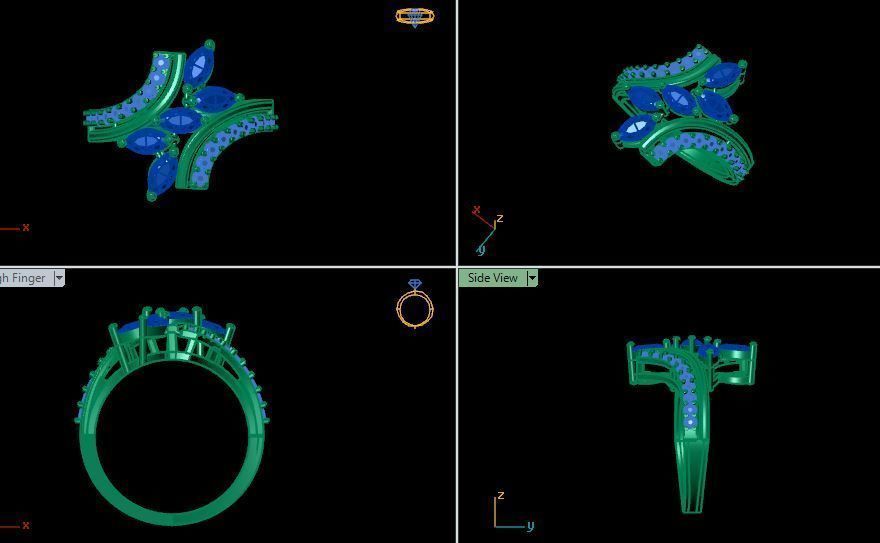 ruby and diamond ring 3D print model_12