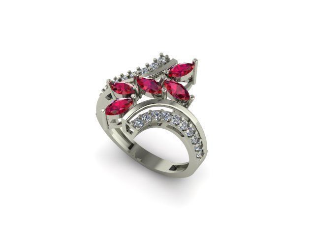 ruby and diamond ring 3D print model_3