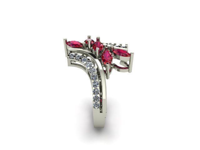 ruby and diamond ring 3D print model_7