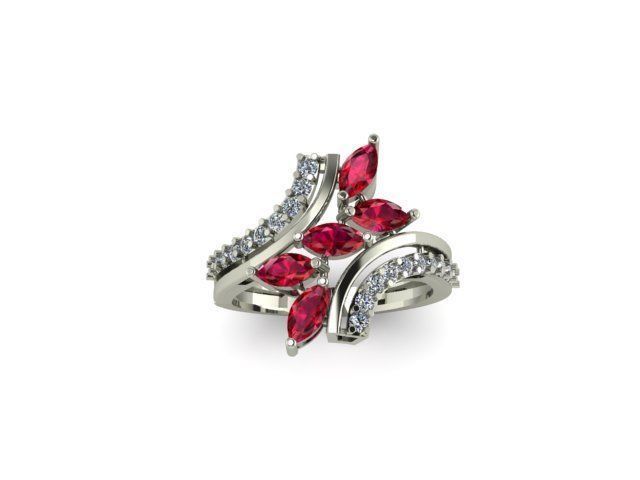 ruby and diamond ring 3D print model_1