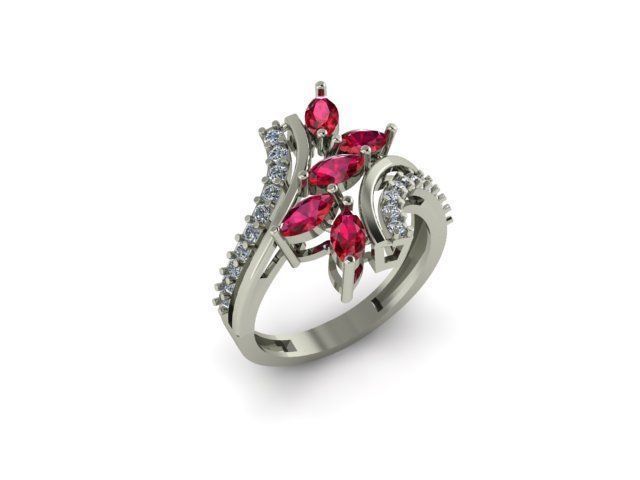 ruby and diamond ring 3D print model_5