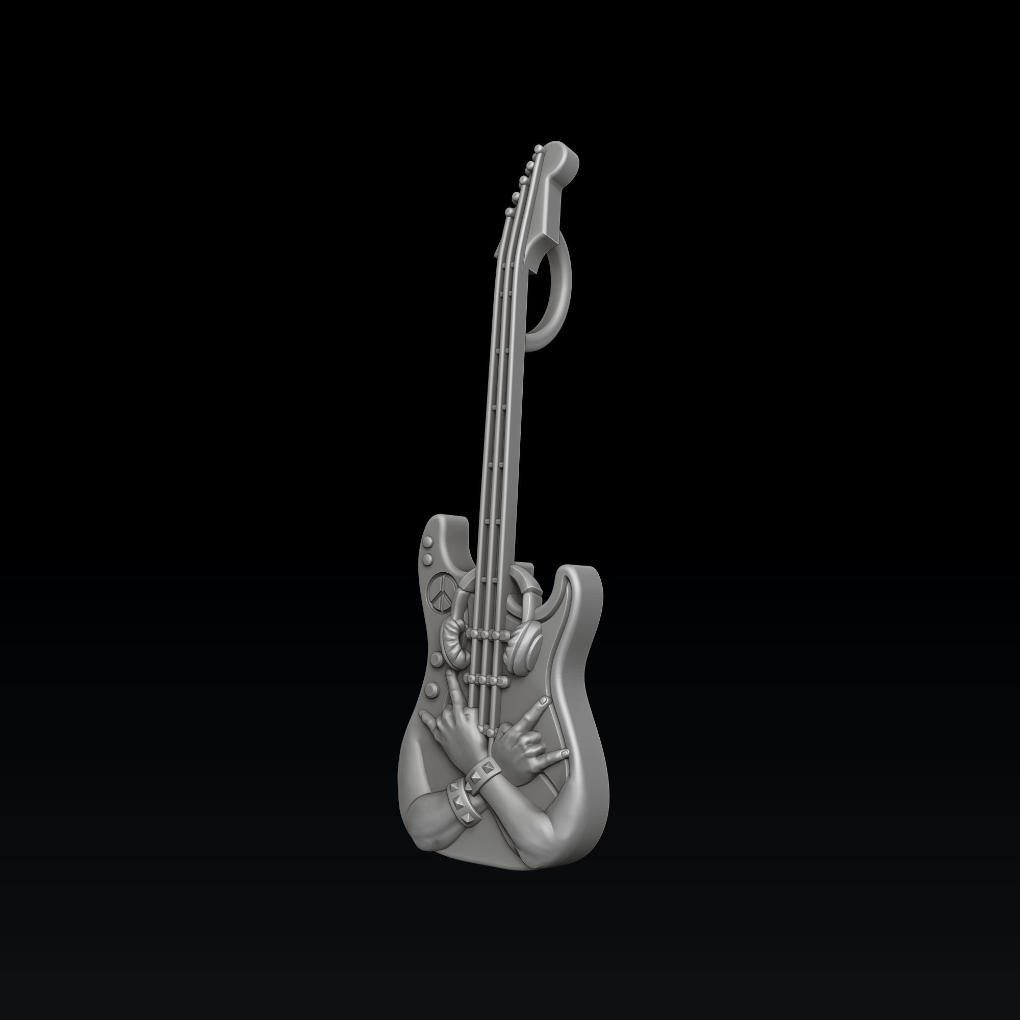 Rock N Roll Guitar Pendant 3D print model_2