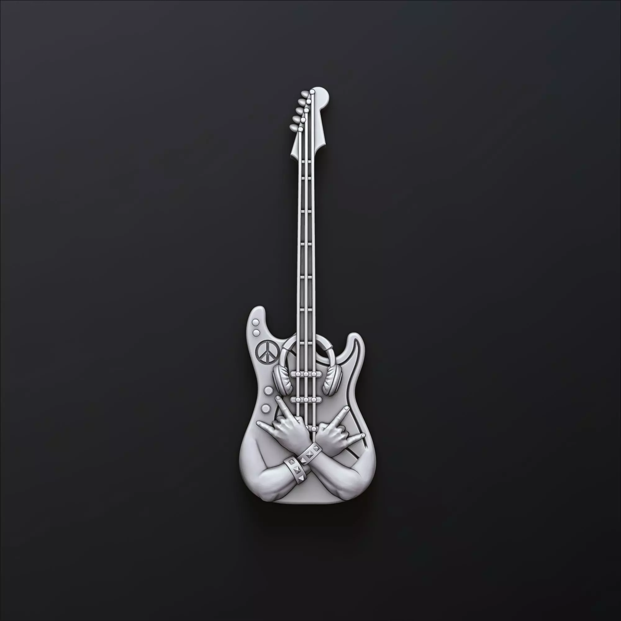 Rock N Roll Guitar Pendant 3D print model_0