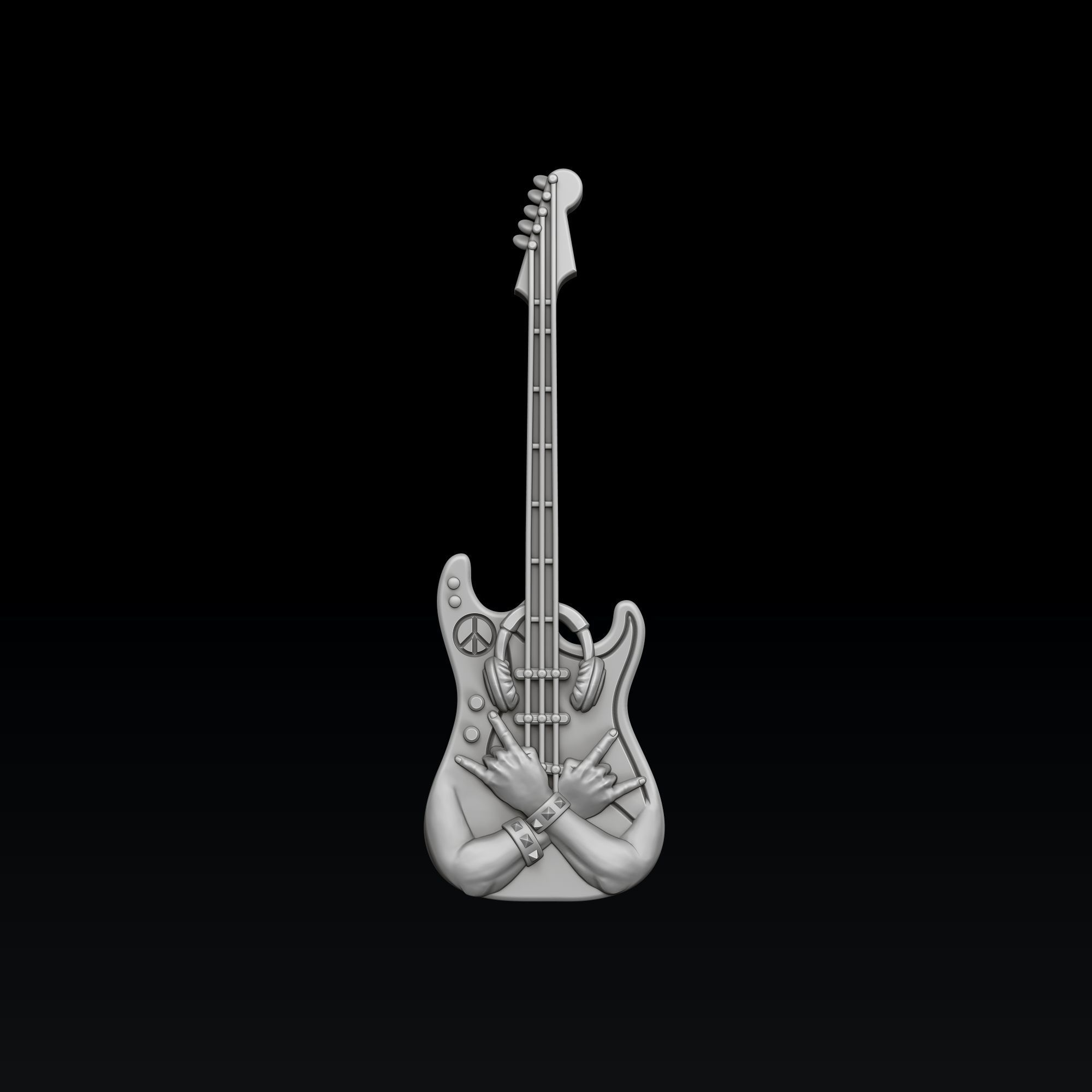 Rock N Roll Guitar Pendant 3D print model_6