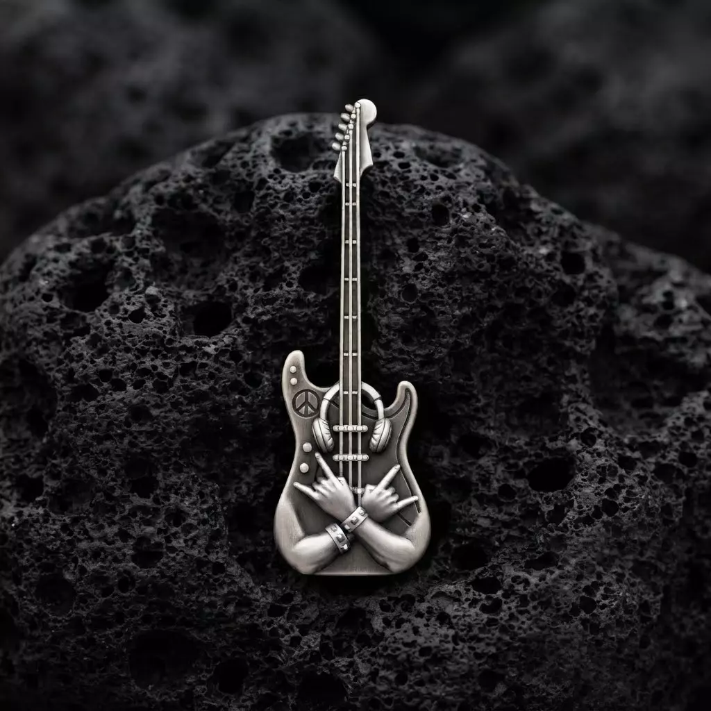 Rock N Roll Guitar Pendant 3D print model