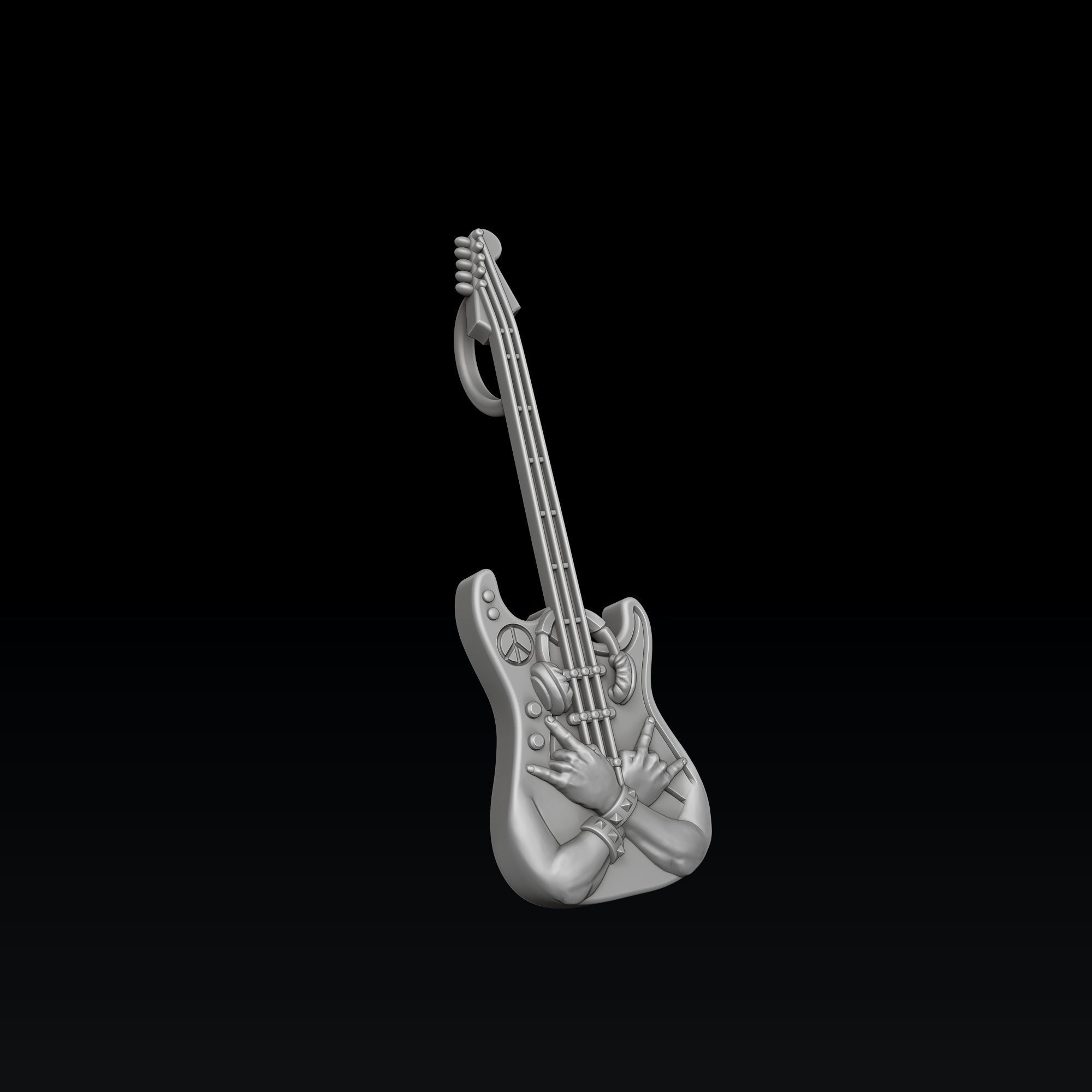 Rock N Roll Guitar Pendant 3D print model_5