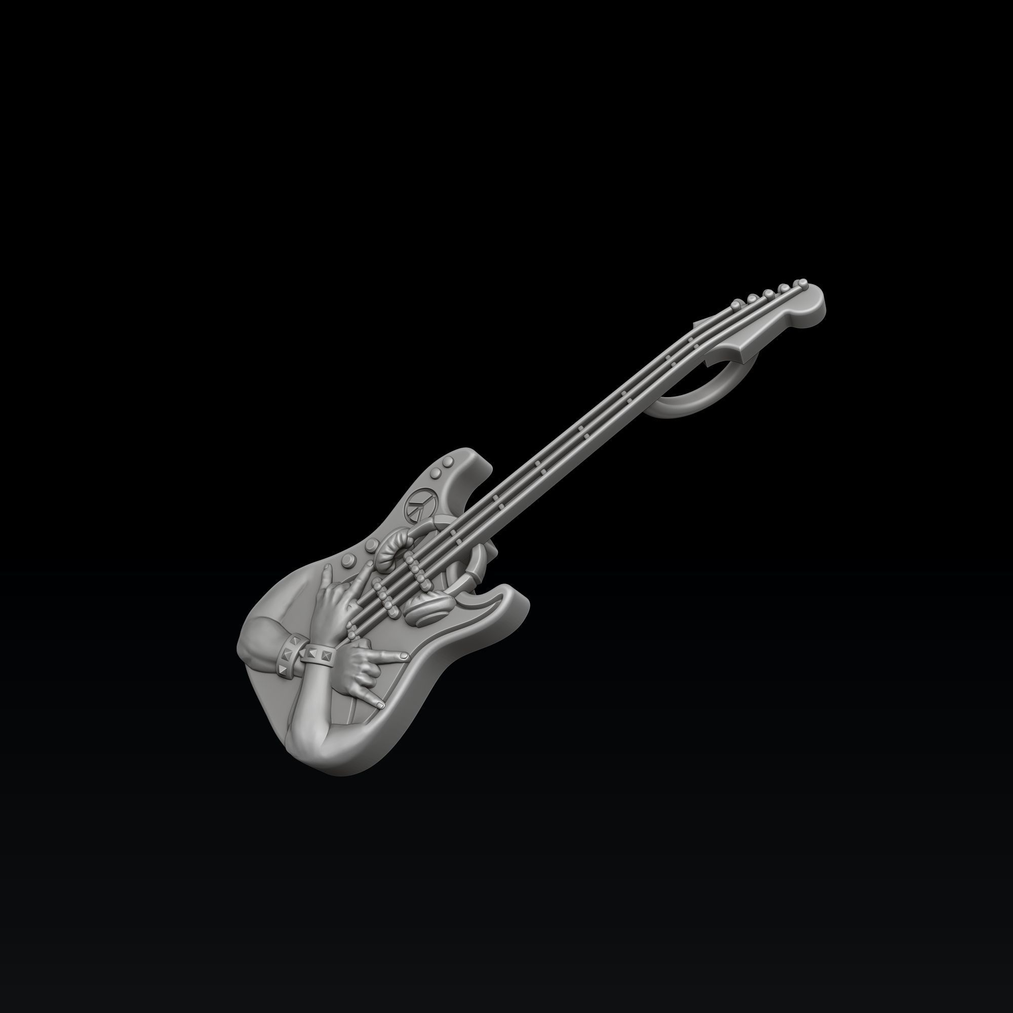 Rock N Roll Guitar Pendant 3D print model_3