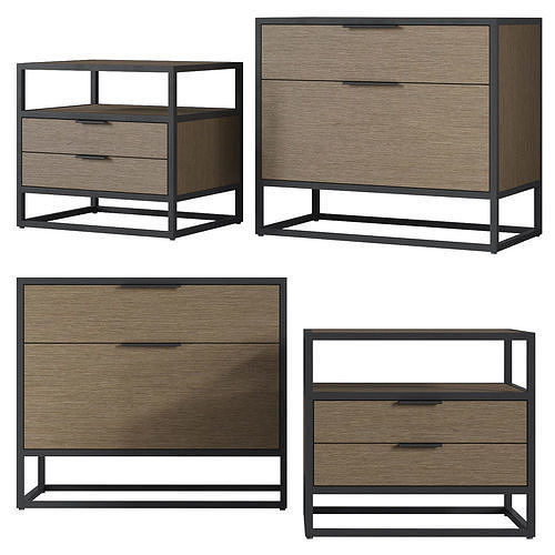 Crate and Barrel Oxford Weathered Brown 3D model CGTrader