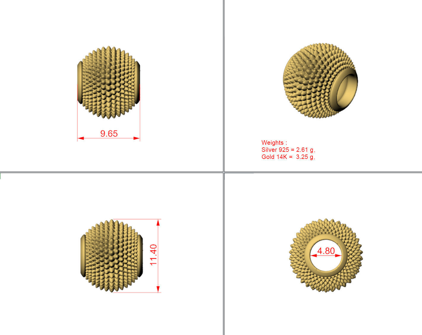 Bali bead charm-04 3D print model_2
