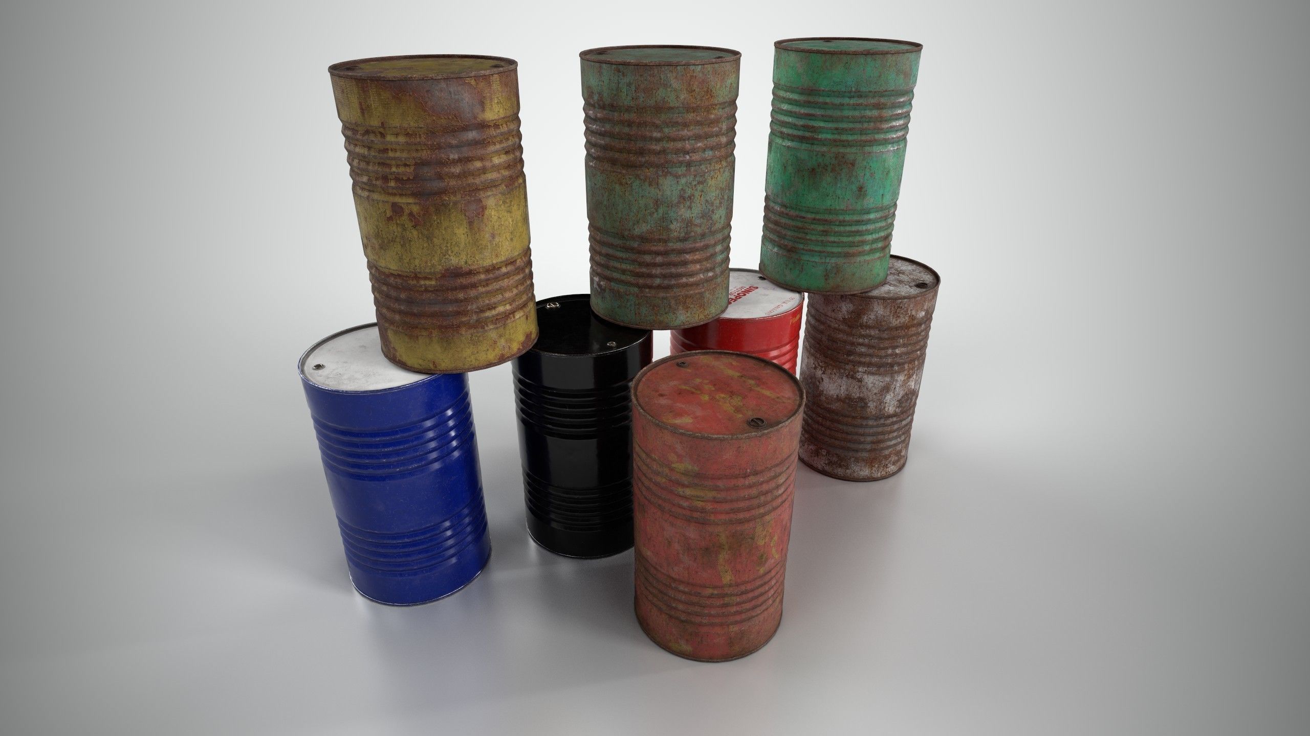 Oil Barrel 3 Low-poly 3D model_4