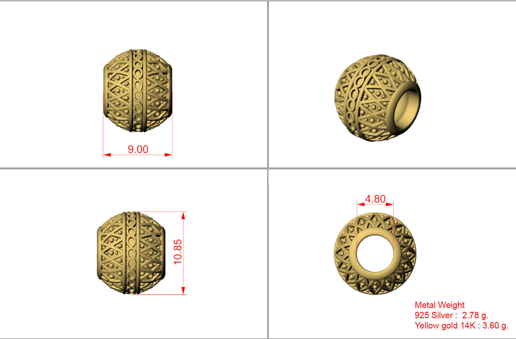 Bali bead charm-03 3D print model_2