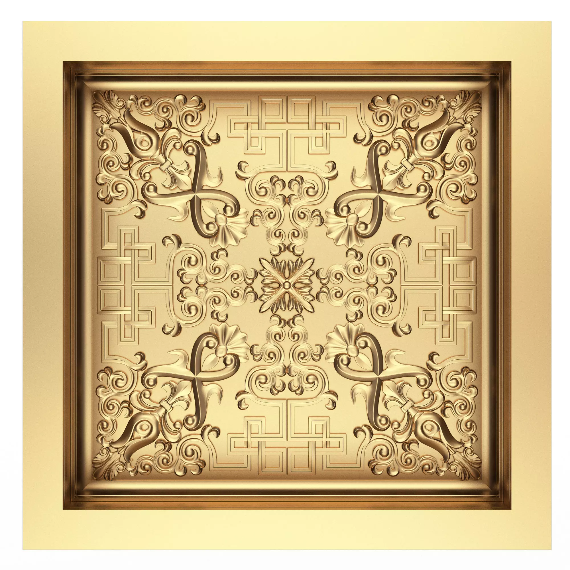 Carved Ceiling Tile 01 Low-poly 3D model_0