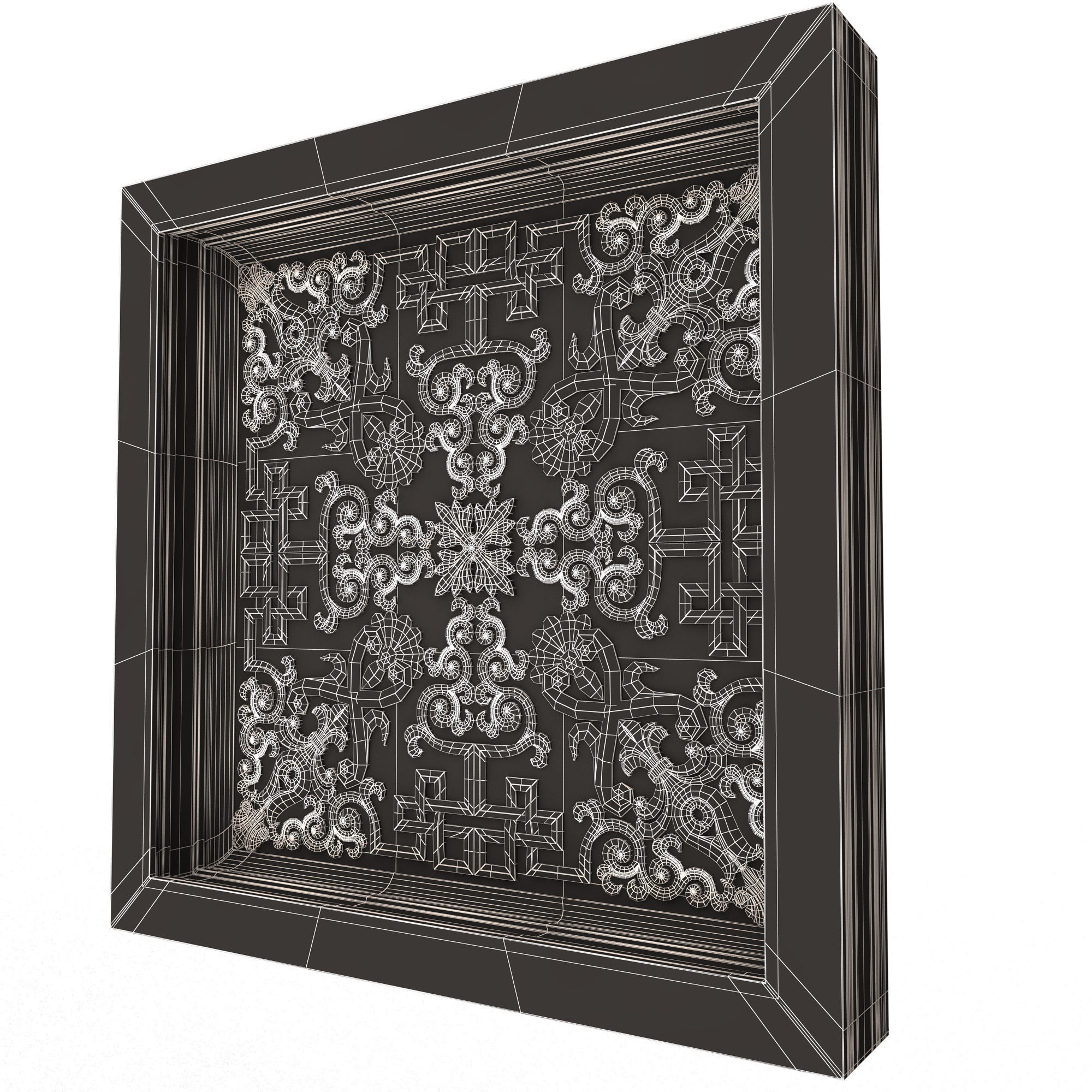 Carved Ceiling Tile 01 Low-poly 3D model_8