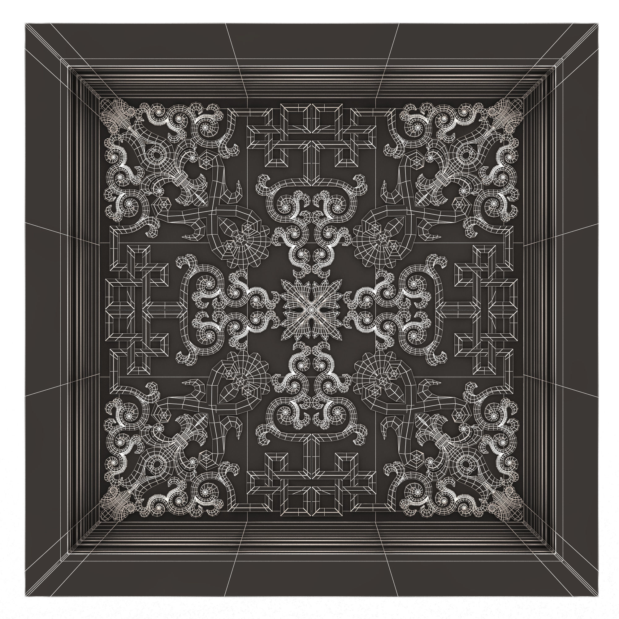 Carved Ceiling Tile 01 Low-poly 3D model_6
