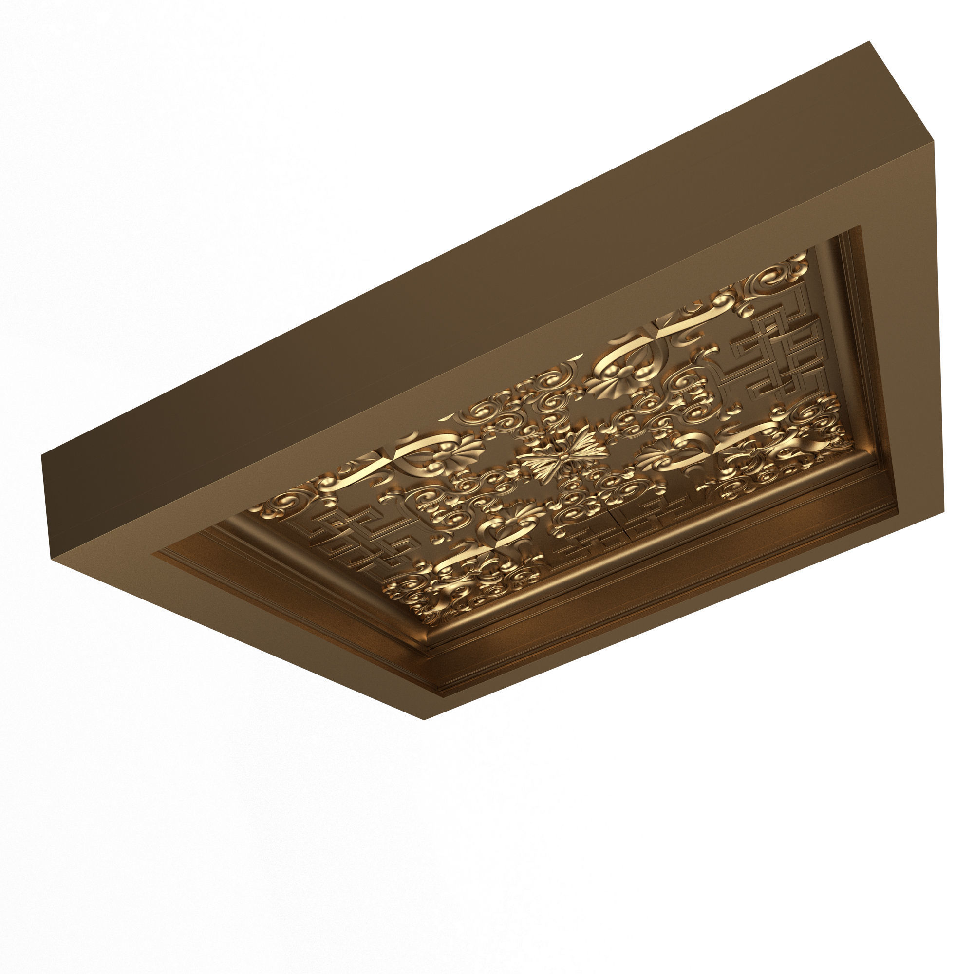 Carved Ceiling Tile 01 Low-poly 3D model_3