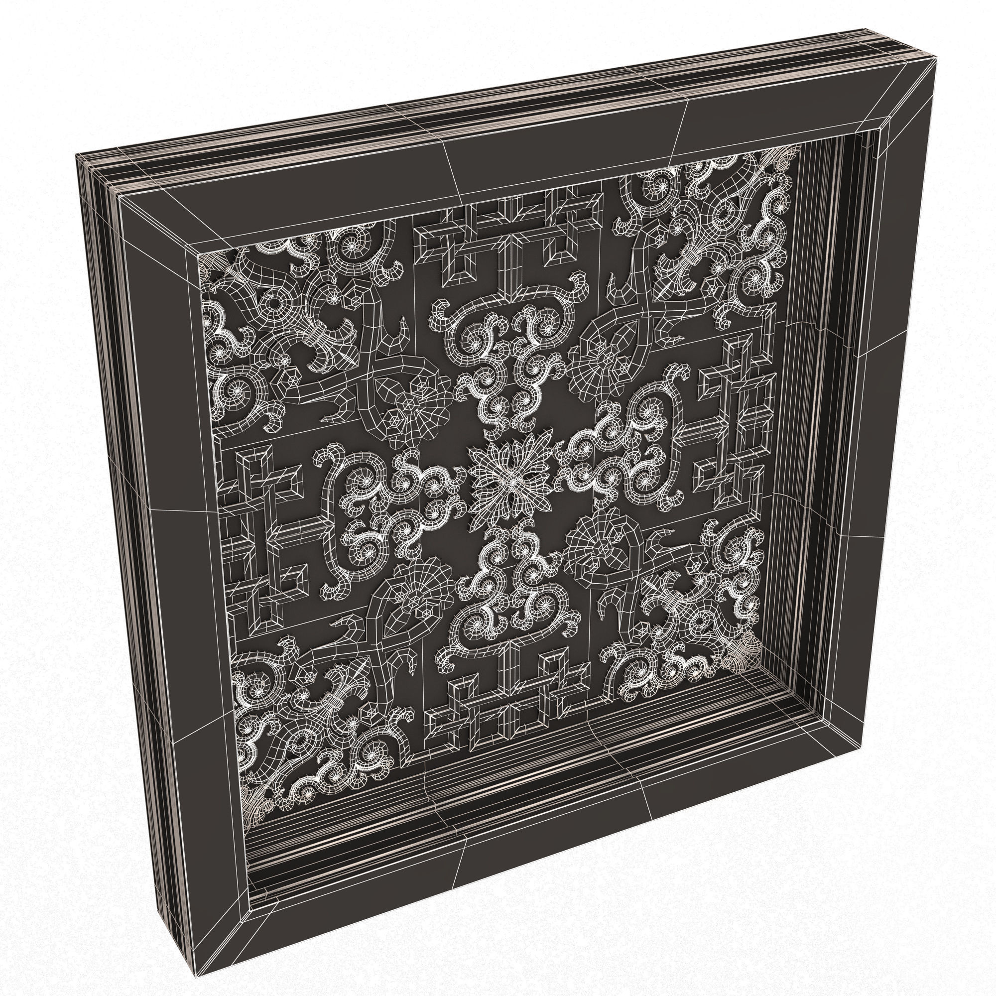 Carved Ceiling Tile 01 Low-poly 3D model_7