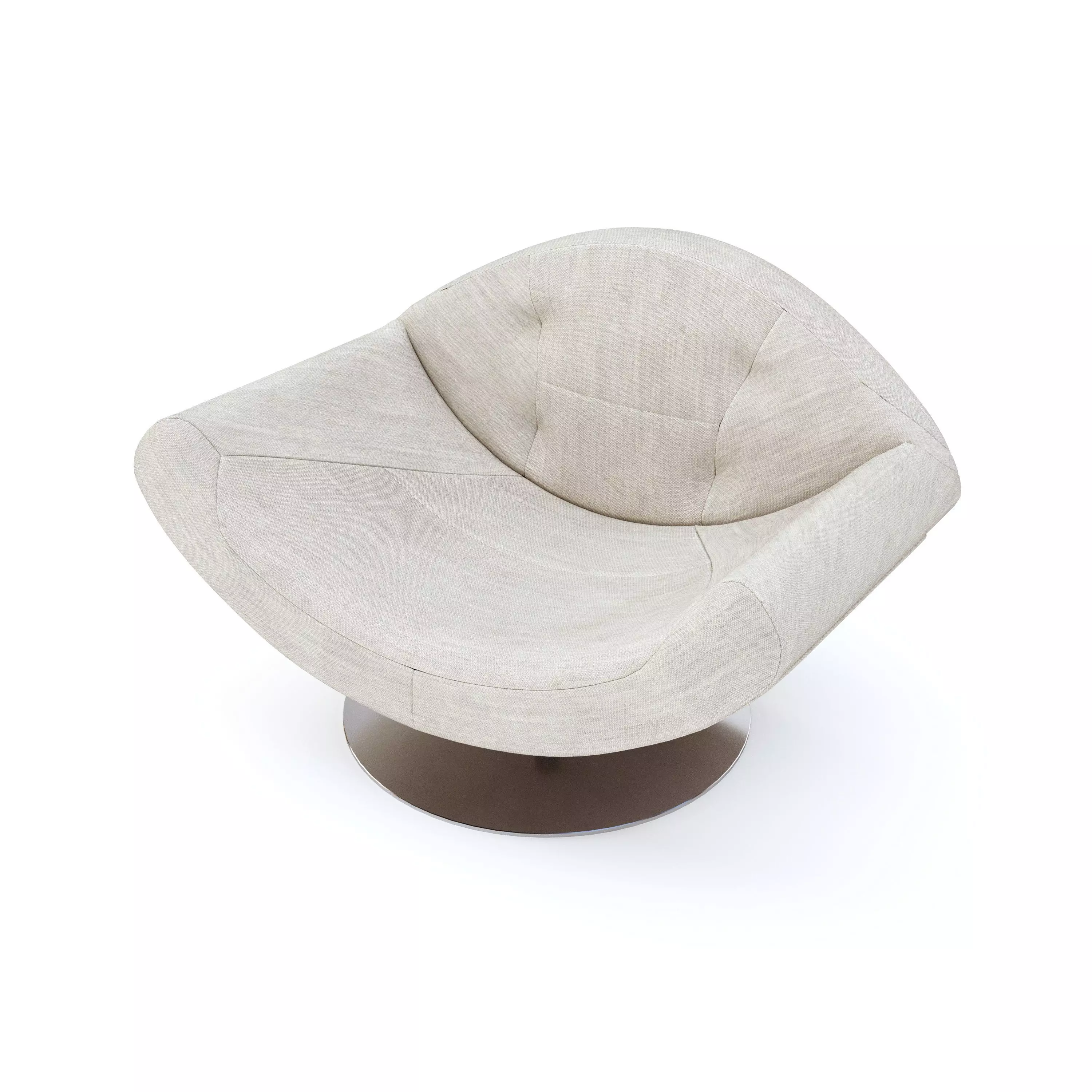 Gaivota Armchair with round metal swivel base 3D model