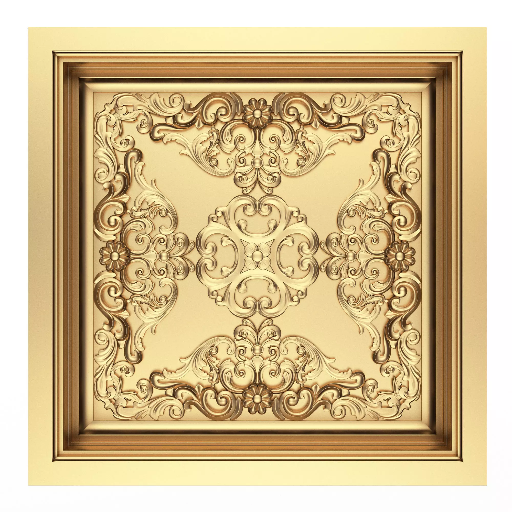 Carved Ceiling Tile 02 Low-poly 3D model_0