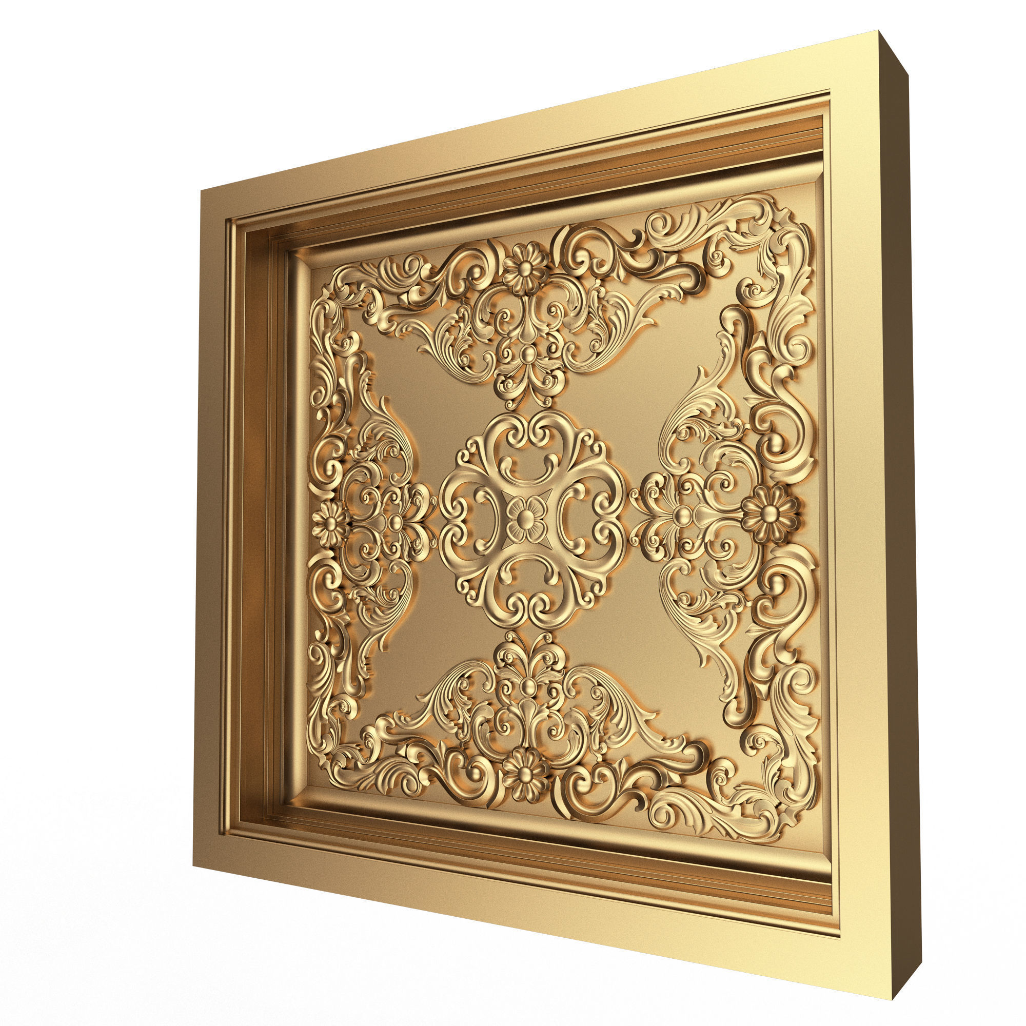 Carved Ceiling Tile 02 Low-poly 3D model_2