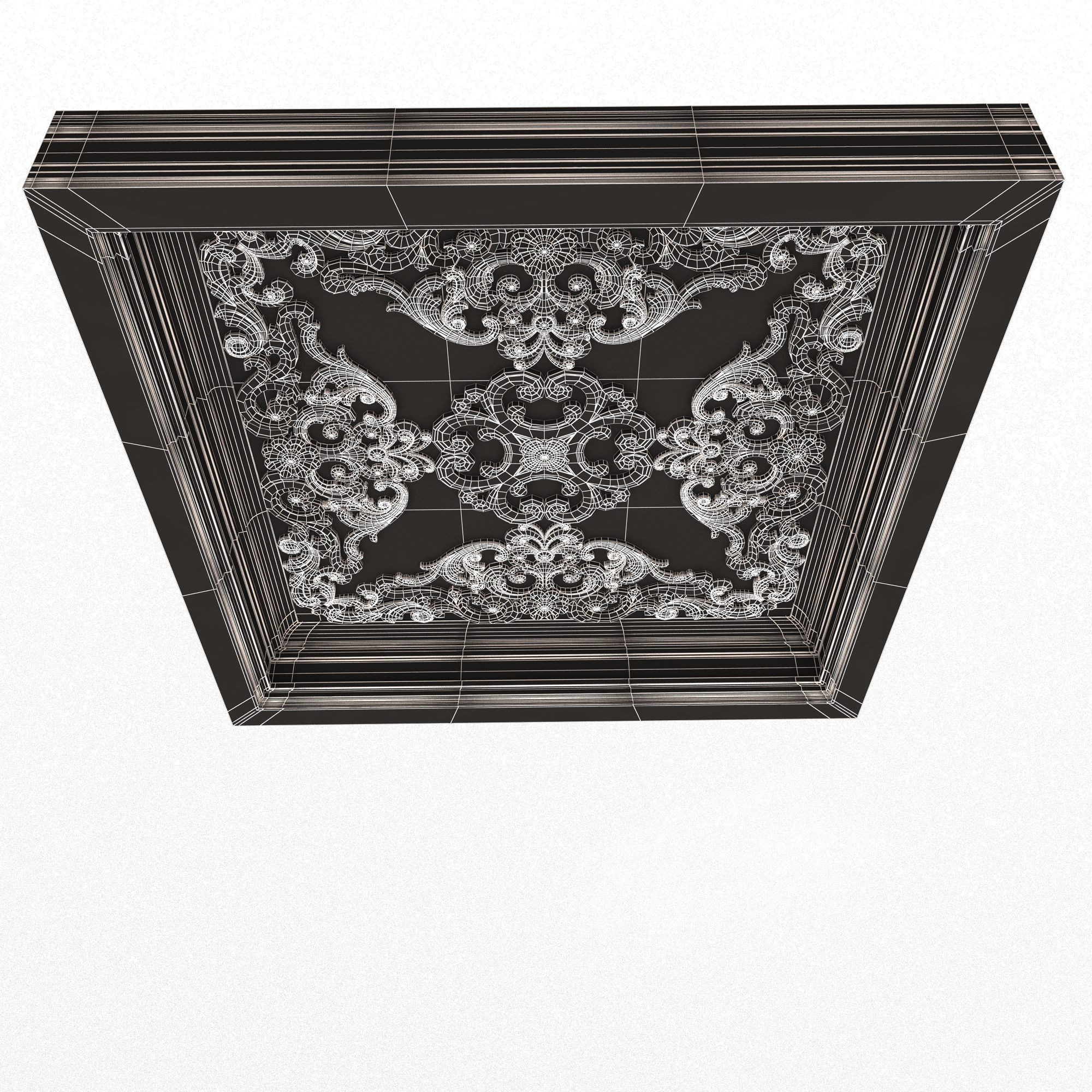 Carved Ceiling Tile 02 Low-poly 3D model_10