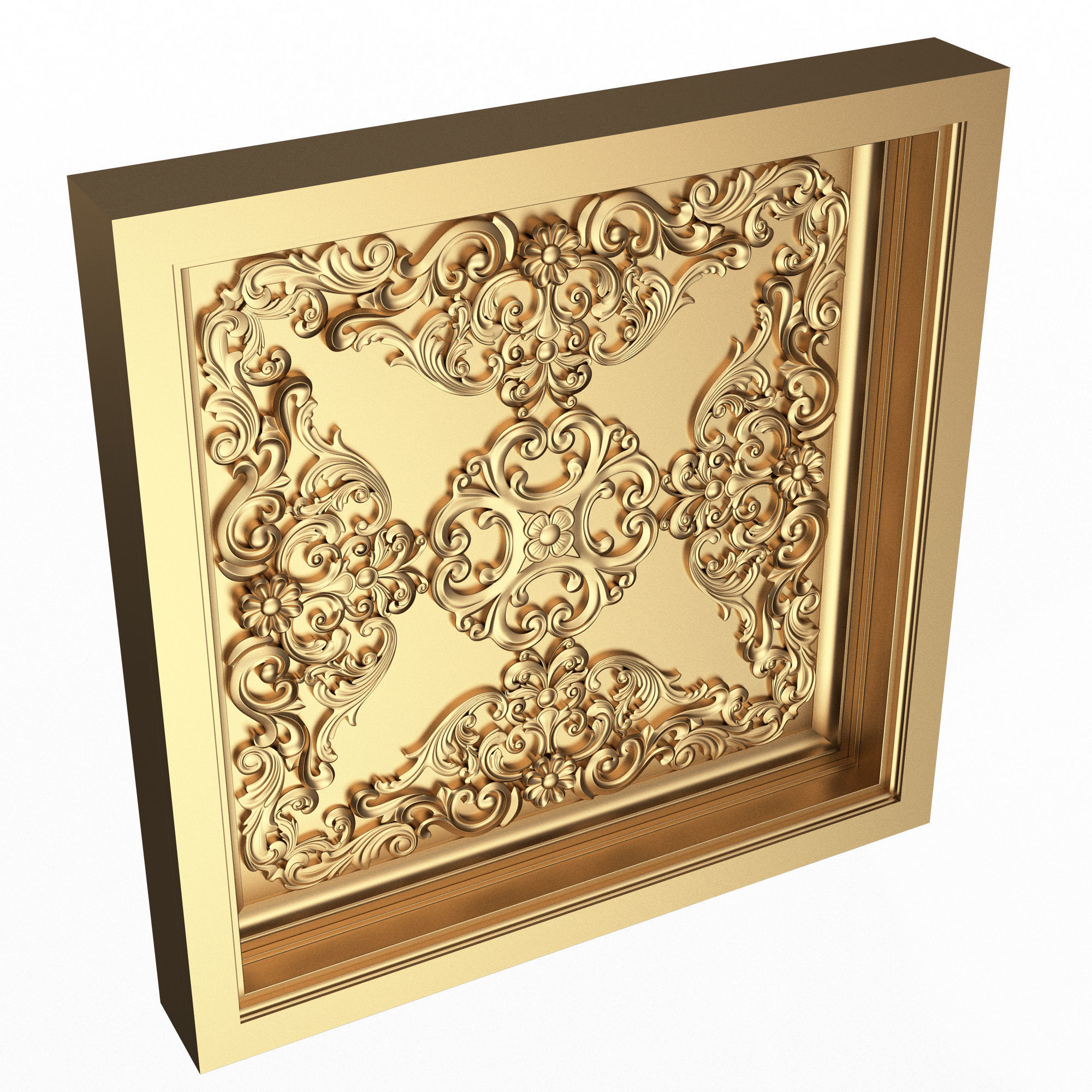 Carved Ceiling Tile 02 Low-poly 3D model_1