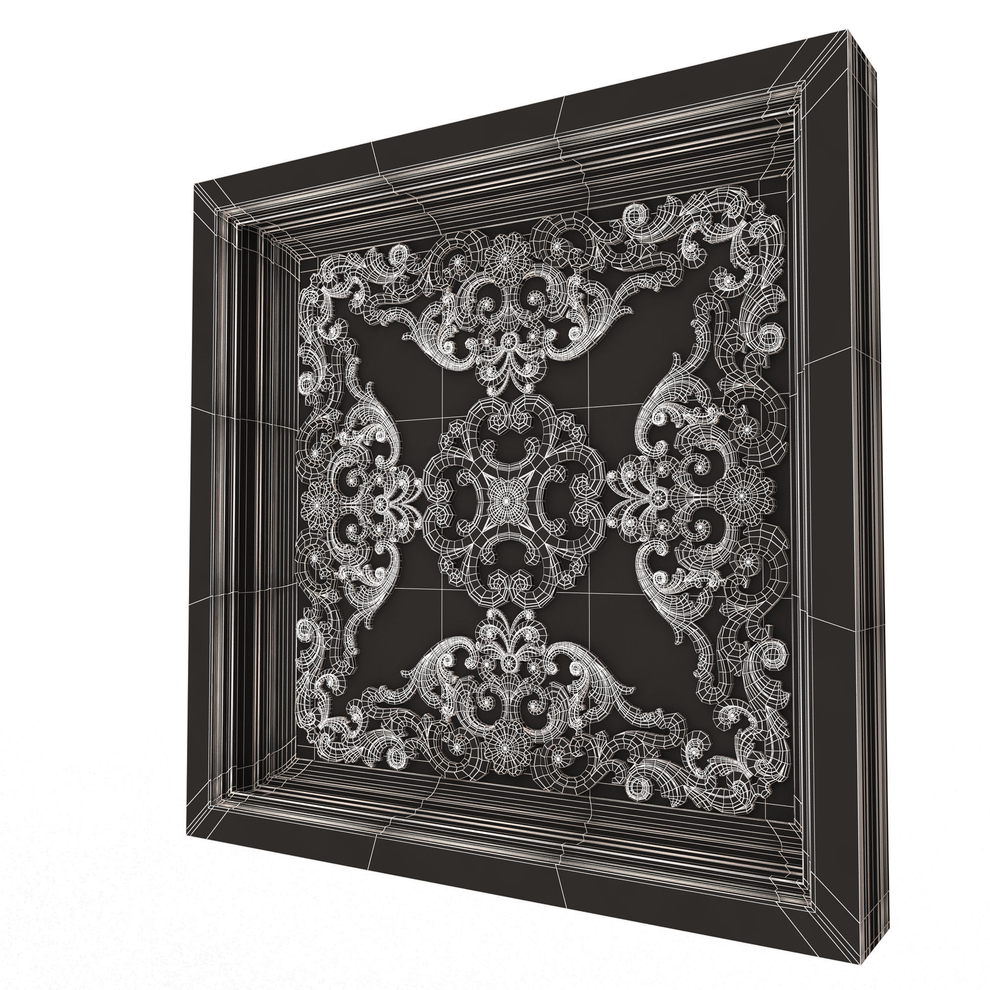 Carved Ceiling Tile 02 Low-poly 3D model_8