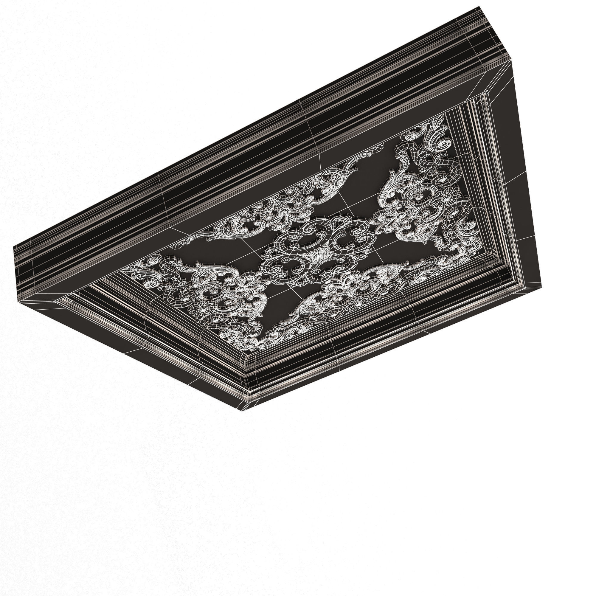 Carved Ceiling Tile 02 Low-poly 3D model_9