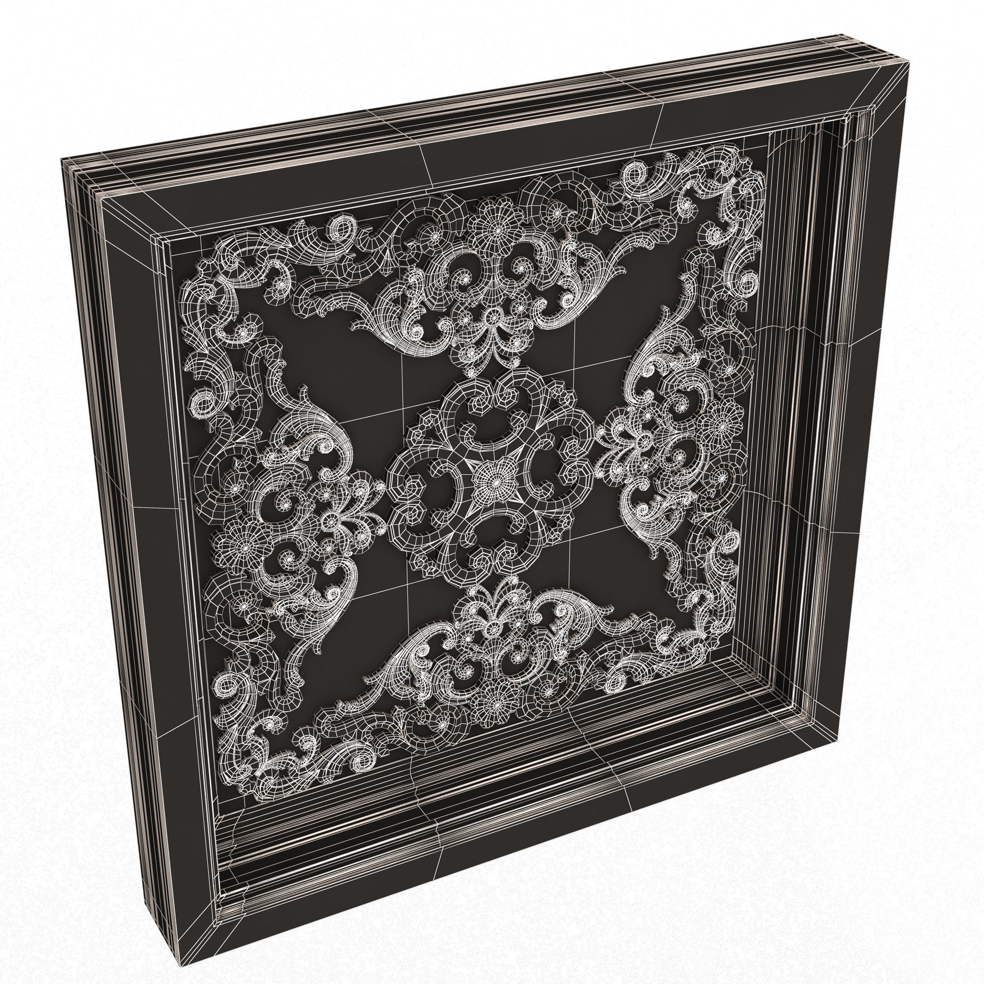 Carved Ceiling Tile 02 Low-poly 3D model_7