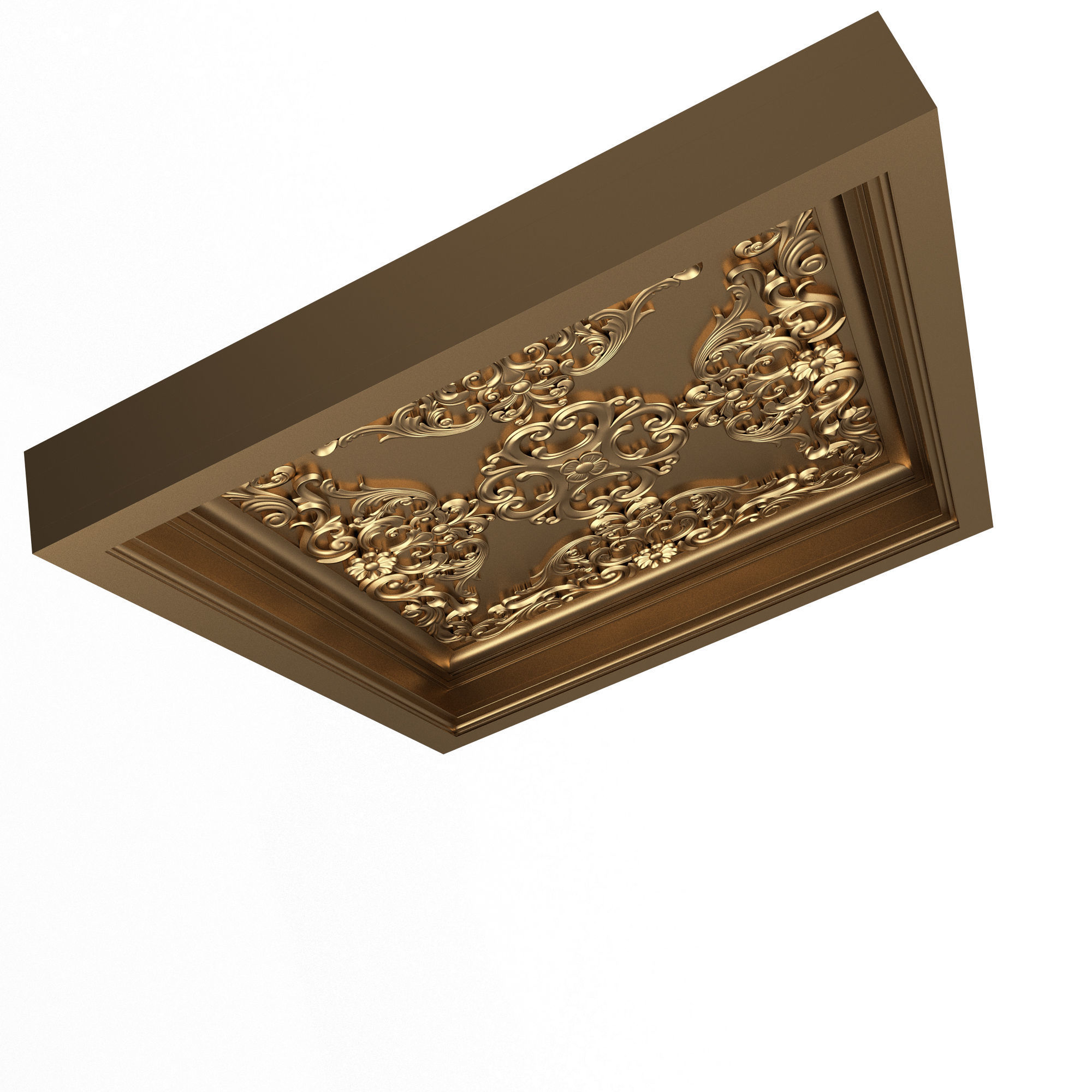 Carved Ceiling Tile 02 Low-poly 3D model_3