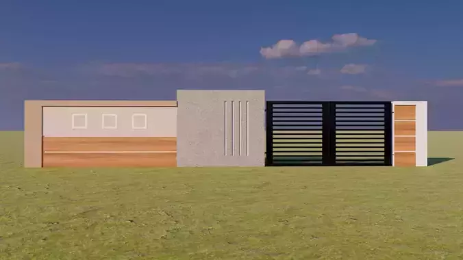 Compound wall design fencing gate 3D model