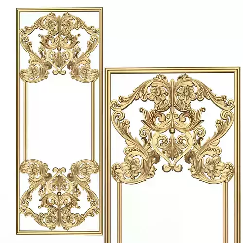 Boiserie Carved Decoration Panel 02 Low-poly 3D model