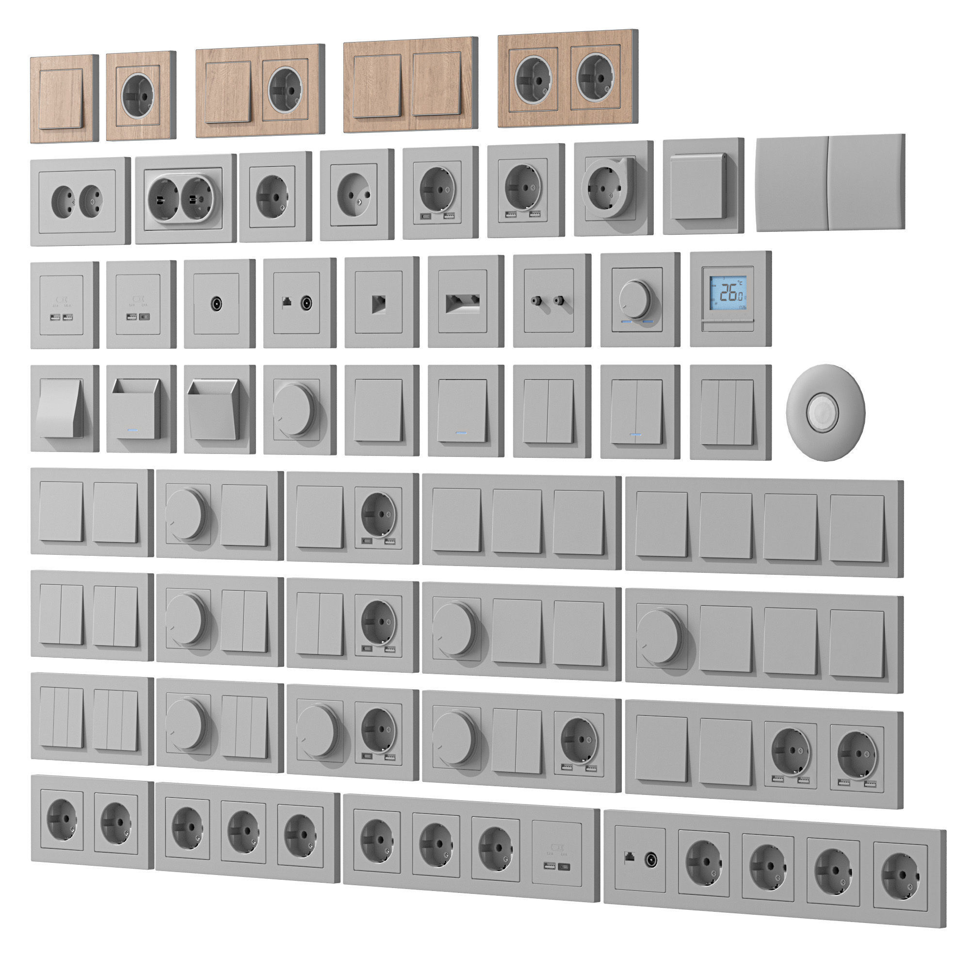 Sockets and Switches Schneider Electric AtlasDesign 3D model_5
