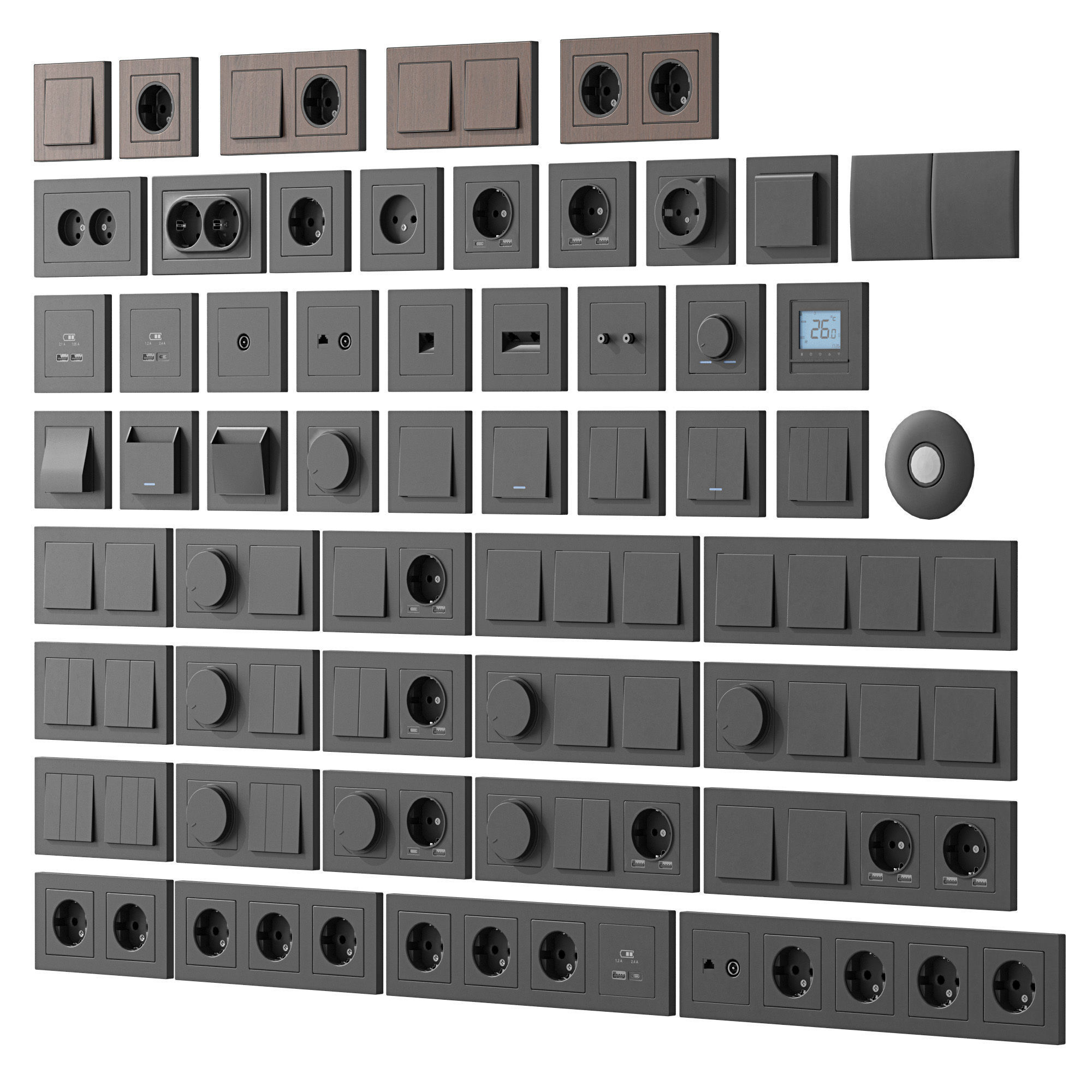 Sockets and Switches Schneider Electric AtlasDesign 3D model_1