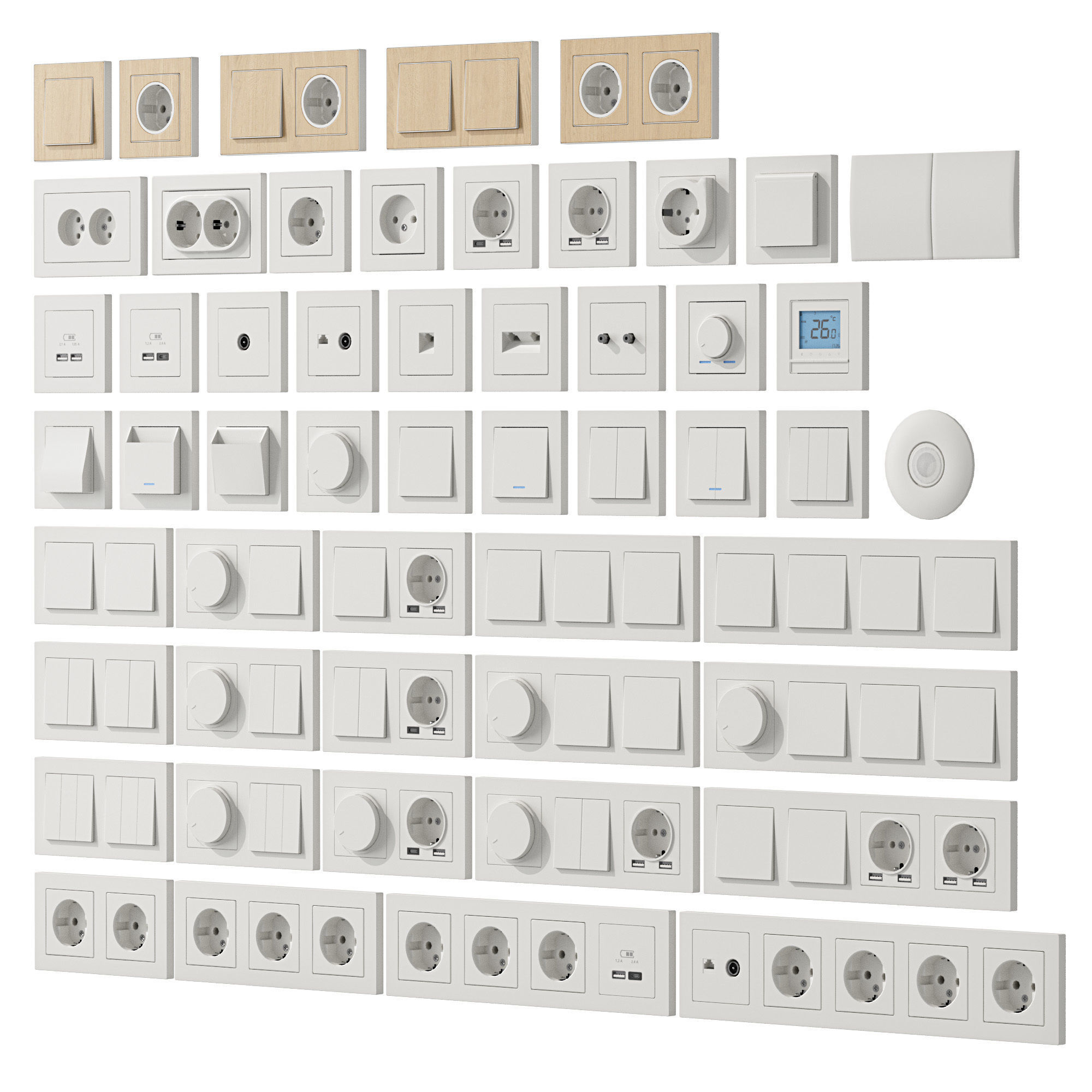 Sockets and Switches Schneider Electric AtlasDesign 3D model_3