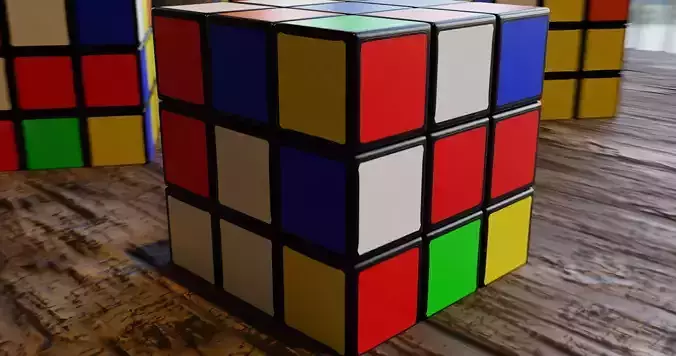 Photorealistic Animated Rubiks Cube Low-poly 3D model