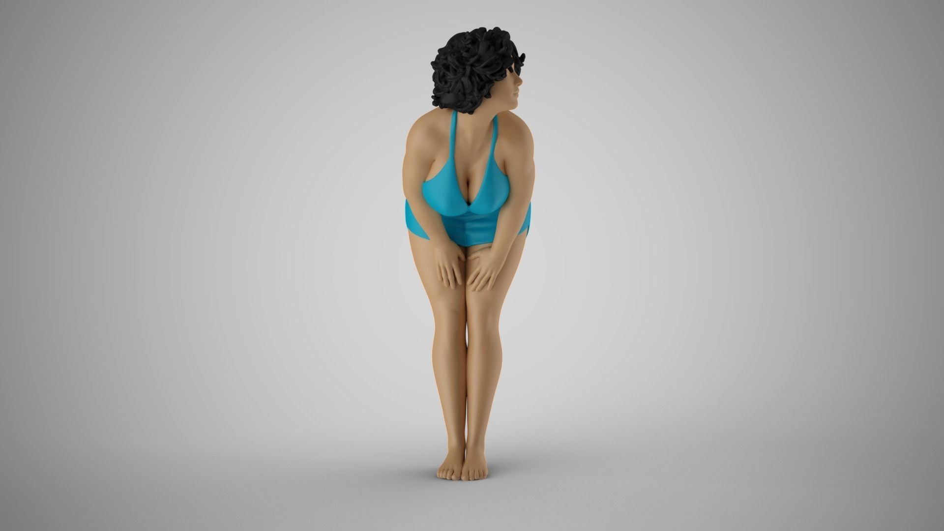 Girl with Hands on Legs 3D print model_4